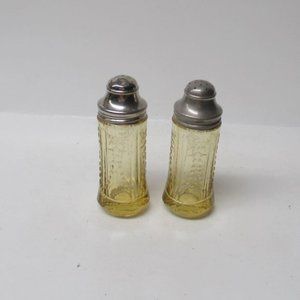 Federal Depression Glass Amber MADRID 4 Inch Salt and Pepper Shakers